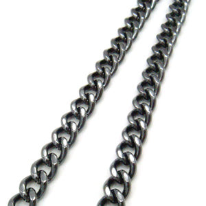Pure Titanium Necklace Chain, IP Grey, 50cm, Curb (Kihei), 6.9mm Width, F50GB