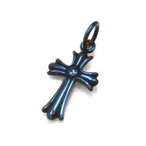純チタンペンダントトップ 十字架：小 IPブルー T10BL