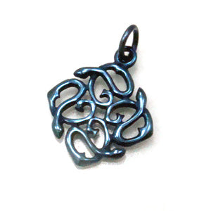 Pure Titanium Pendant Top Arabesque IP Blue T39BL