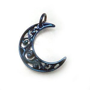 Pure Titanium Pendant Top, Moon Flower, IP Blue T46BL