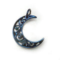 Pure Titanium Pendant Top, Moon Flower, IP Blue T46BL