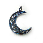 Pure Titanium Pendant Top, Moon Flower, IP Blue T46BL
