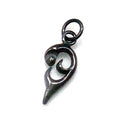 Pure Titanium Pendant Top Twin Heart L IP Gray T50G