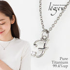 Pure Titanium Necklace, Alphabet (Initial Necklace with Zirconia) / F N018-F