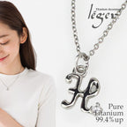 Pure Titanium Necklace Alphabet (Initial Necklace with Zirconia) / H N018-H