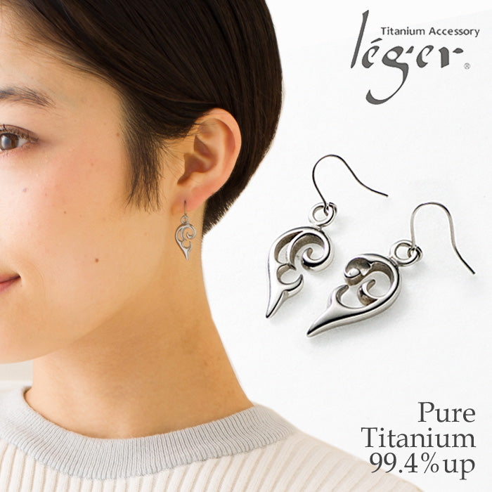 純チタンピアス（フック）ツインハート PF4950pair