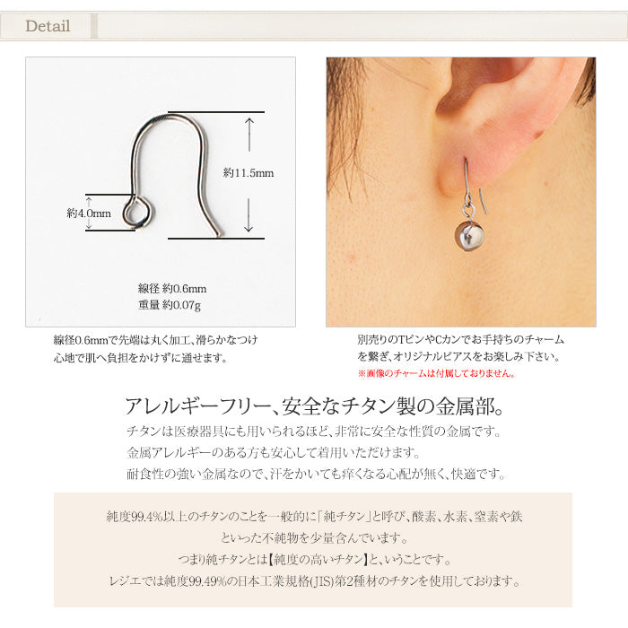 純チタンピアス フック金具（5ペア/10個セット） PF-5