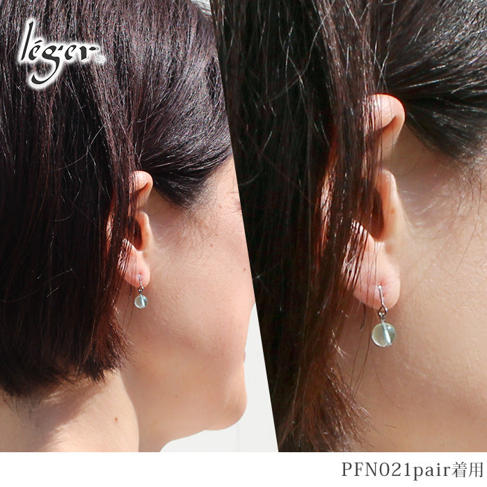 純チタン ピアス グリーンフローライト 6mm 両耳 フック PFN021pair