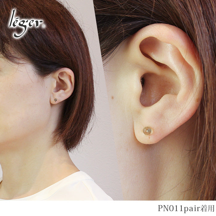 純チタン ピアス レモンクォーツ PN011pair ポスト ラウンドカット 4mm 両耳