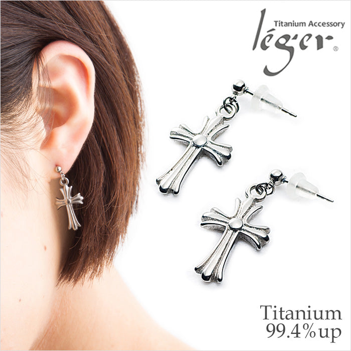 純チタンピアス（ポスト）十字架（小） PP10pair