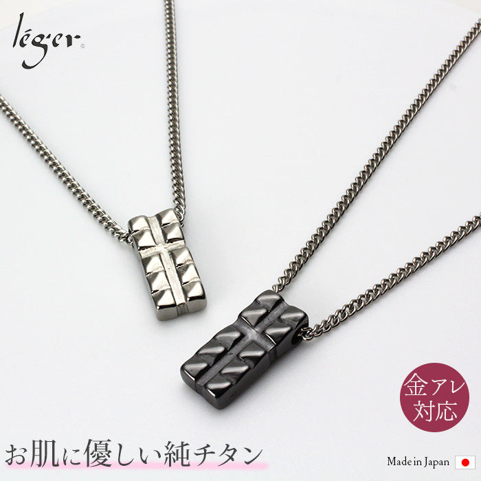 純チタンペアネックレス スクエアクロス 50cm 55cm T143T143Gpair
