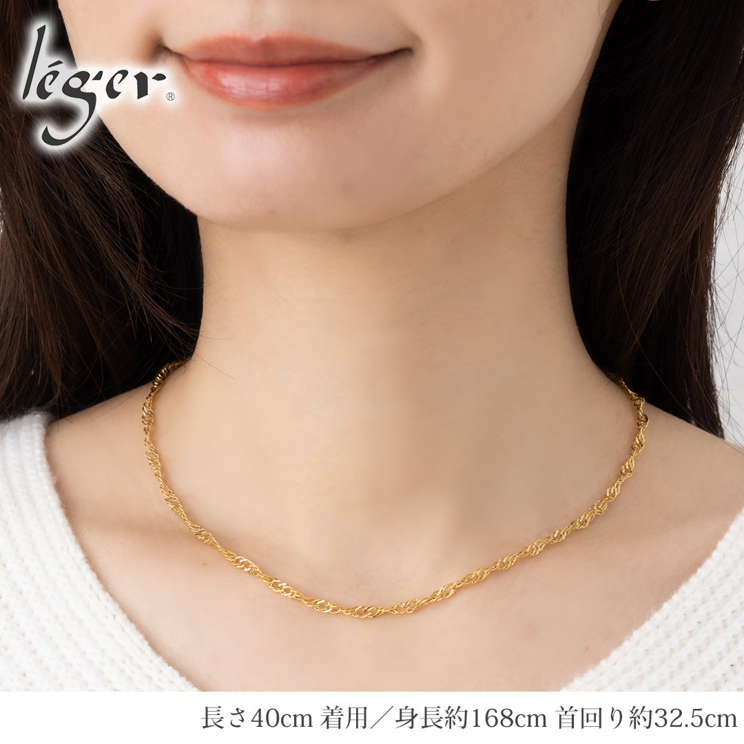 純チタン ネックレス チェーン IPゴールド 40cm スクリュー 3.3mm幅 B40GLF