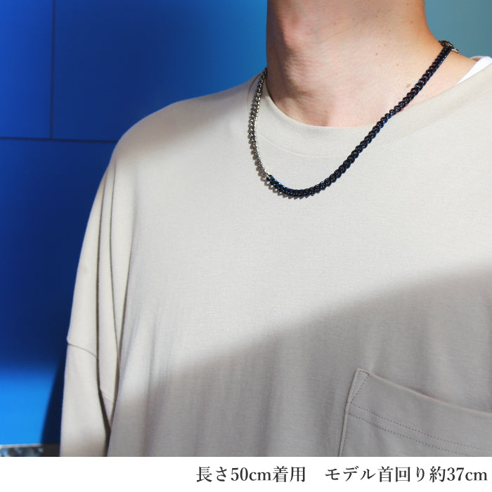 純チタン チェーン バイカラー IPブルー 50cm キヘイ （ 喜平 ） 5.6mm幅 C50M-BCB