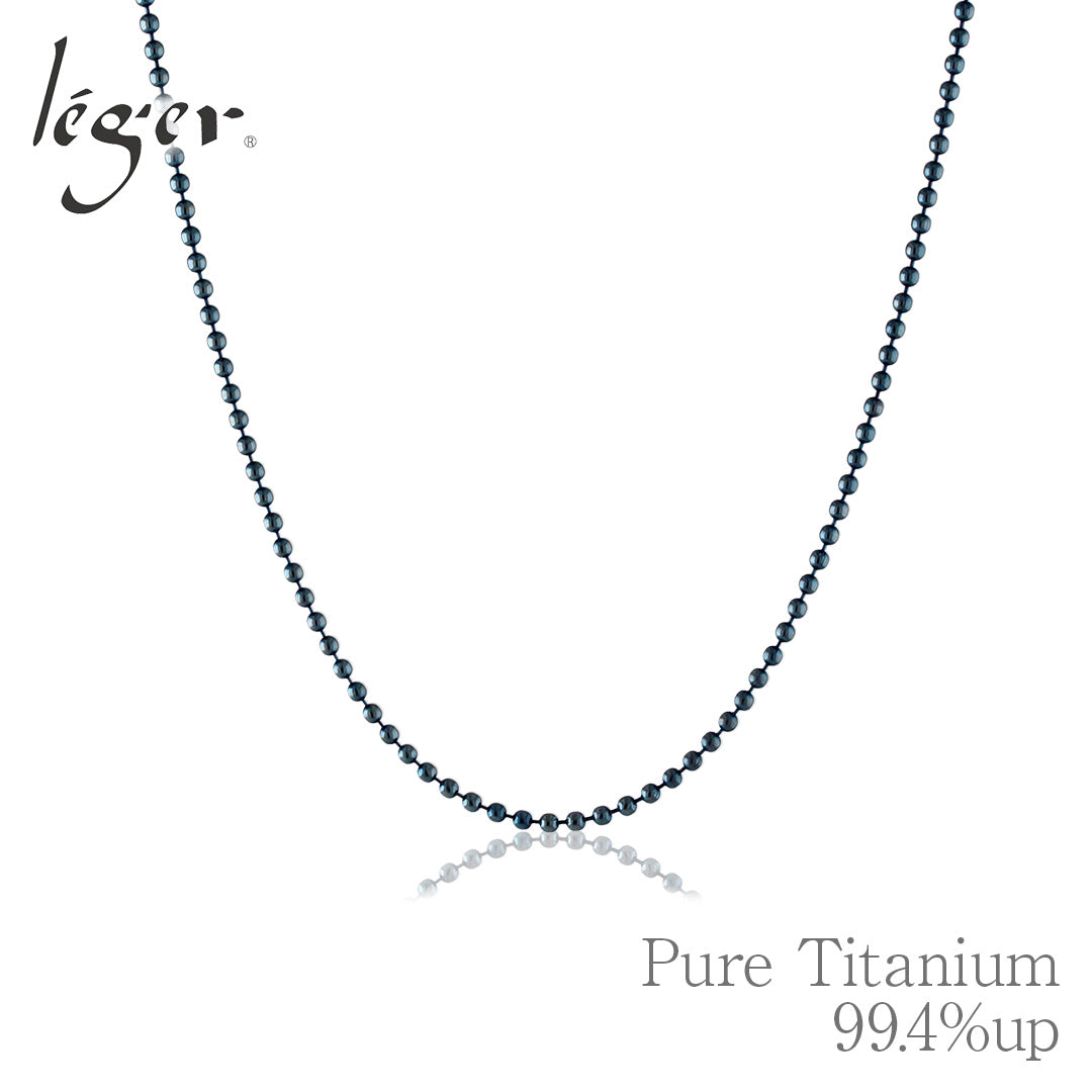 純チタン ネックレス チェーン ボールネックレス IPブルー Φ1.5mm 45cm I45BF