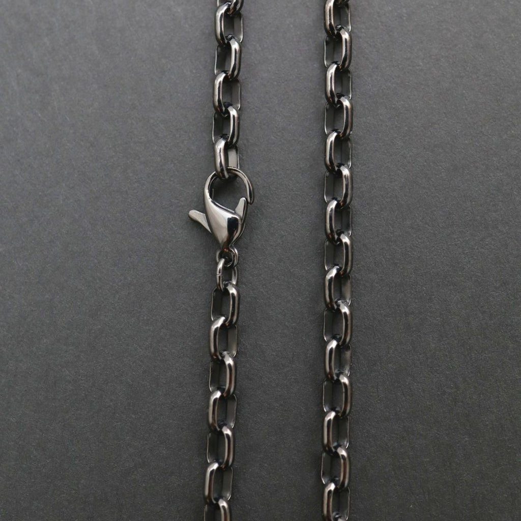 純チタン ネックレス チェーン IPブラック  50cm オーバル 4.0mm幅 O50BLKF
