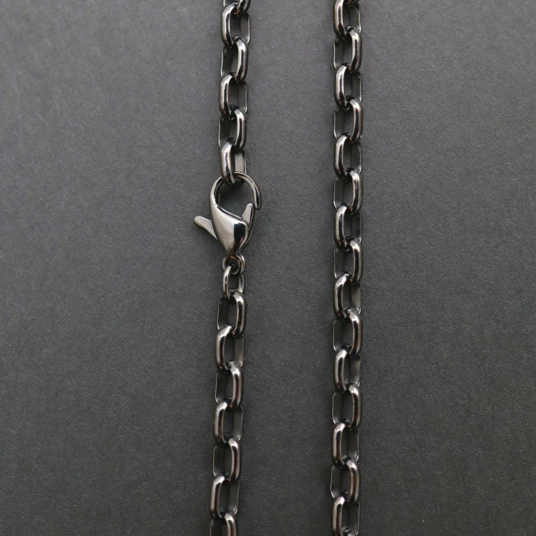 純チタン ネックレス チェーン IPブラック  50cm オーバル 4.0mm幅 O50BLKF