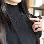 純チタン ネックレス チェーン IPブラック  50cm オーバル 4.0mm幅 O50BLKF