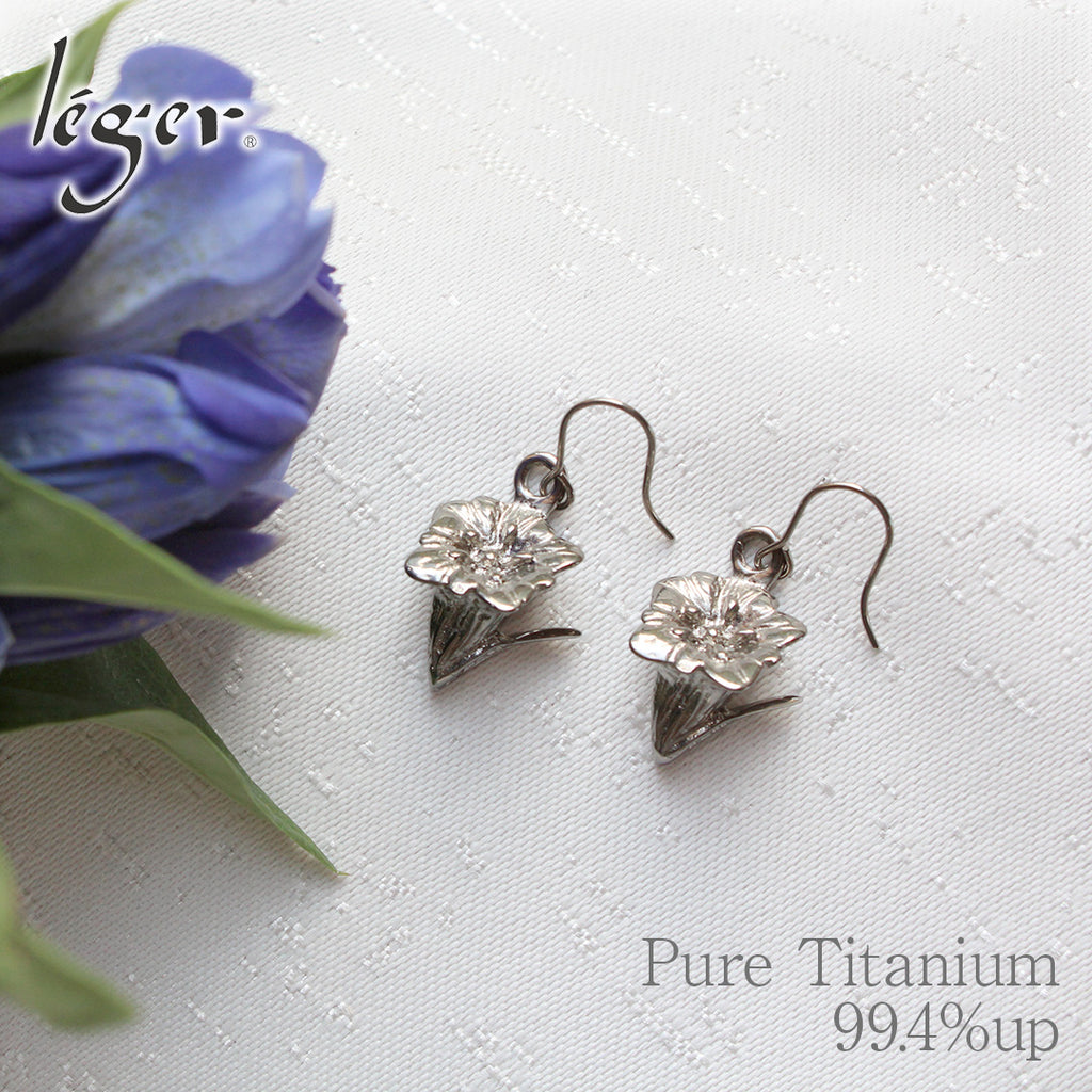 純チタン ピアス リンドウ フック 6mm PF314pair