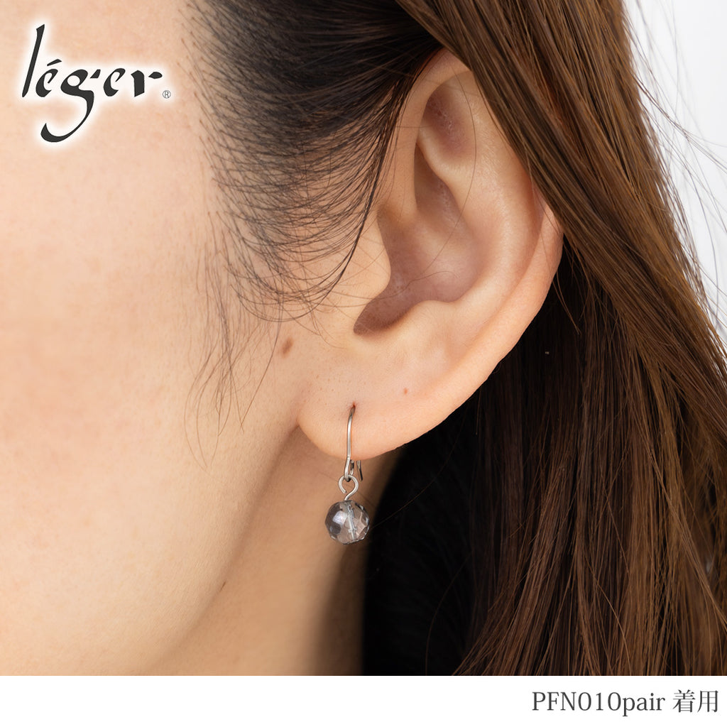 純チタン ピアス シルバーフラッシュクリスタル ラウンドカット 6mm 両耳 フック PFN010pair