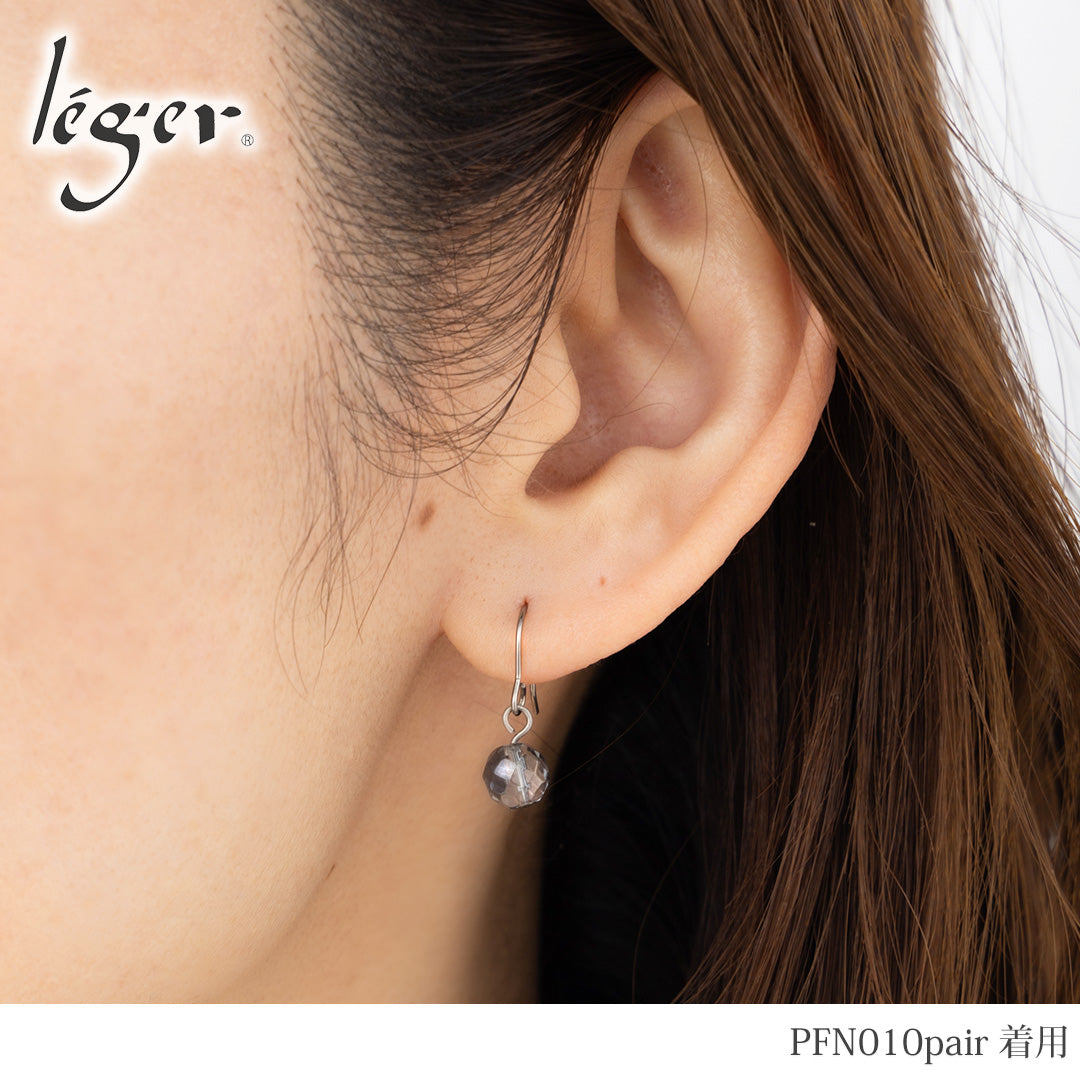 純チタン ピアス シルバーフラッシュクリスタル ラウンドカット 6mm 両耳 フック PFN010pair