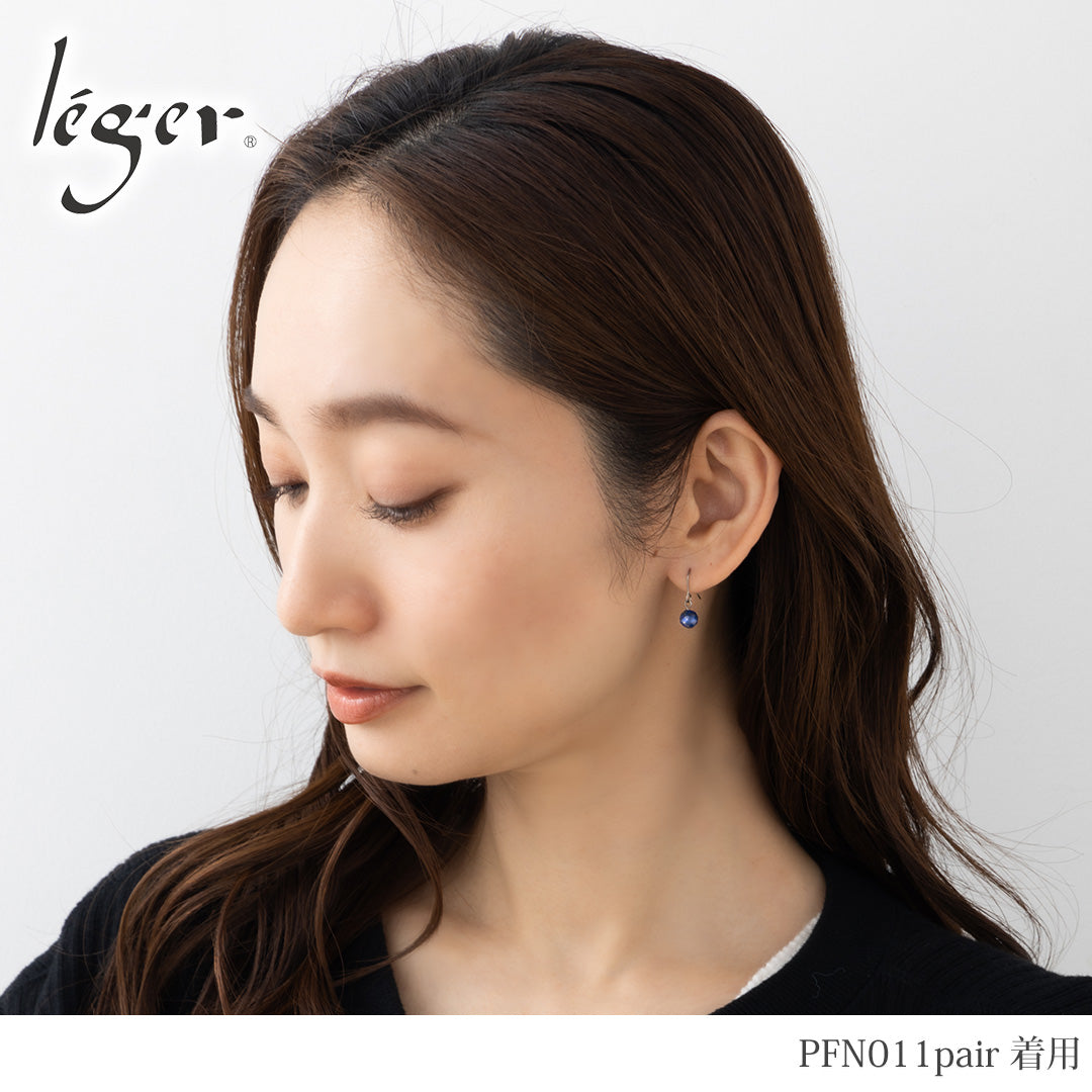 純チタン ピアス ラピスラズリ ラウンドカット 6mm 両耳 フック PFN011pair