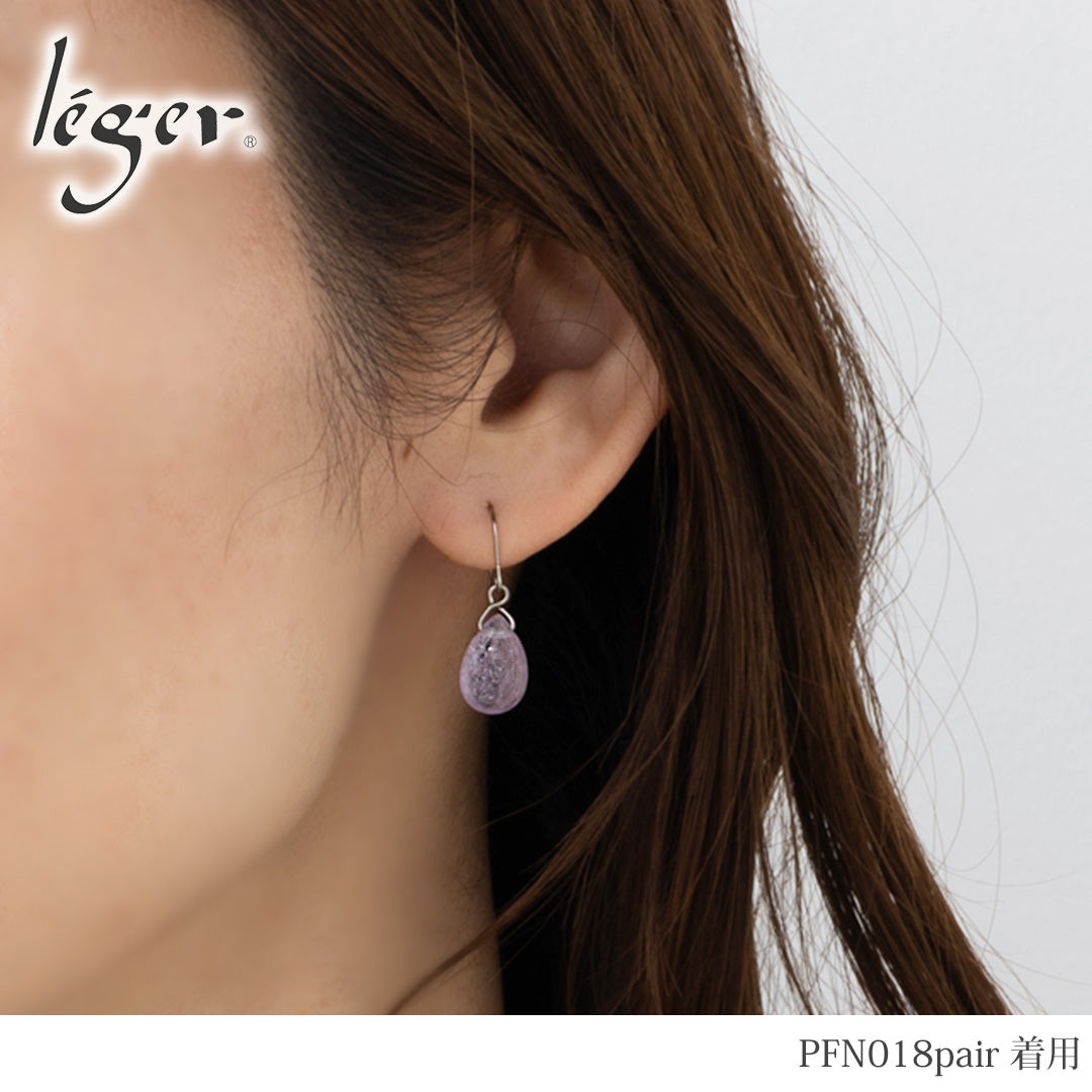 純チタン ピアス アメジスト ドロップ 12×8mm 両耳 フック PFN018pair