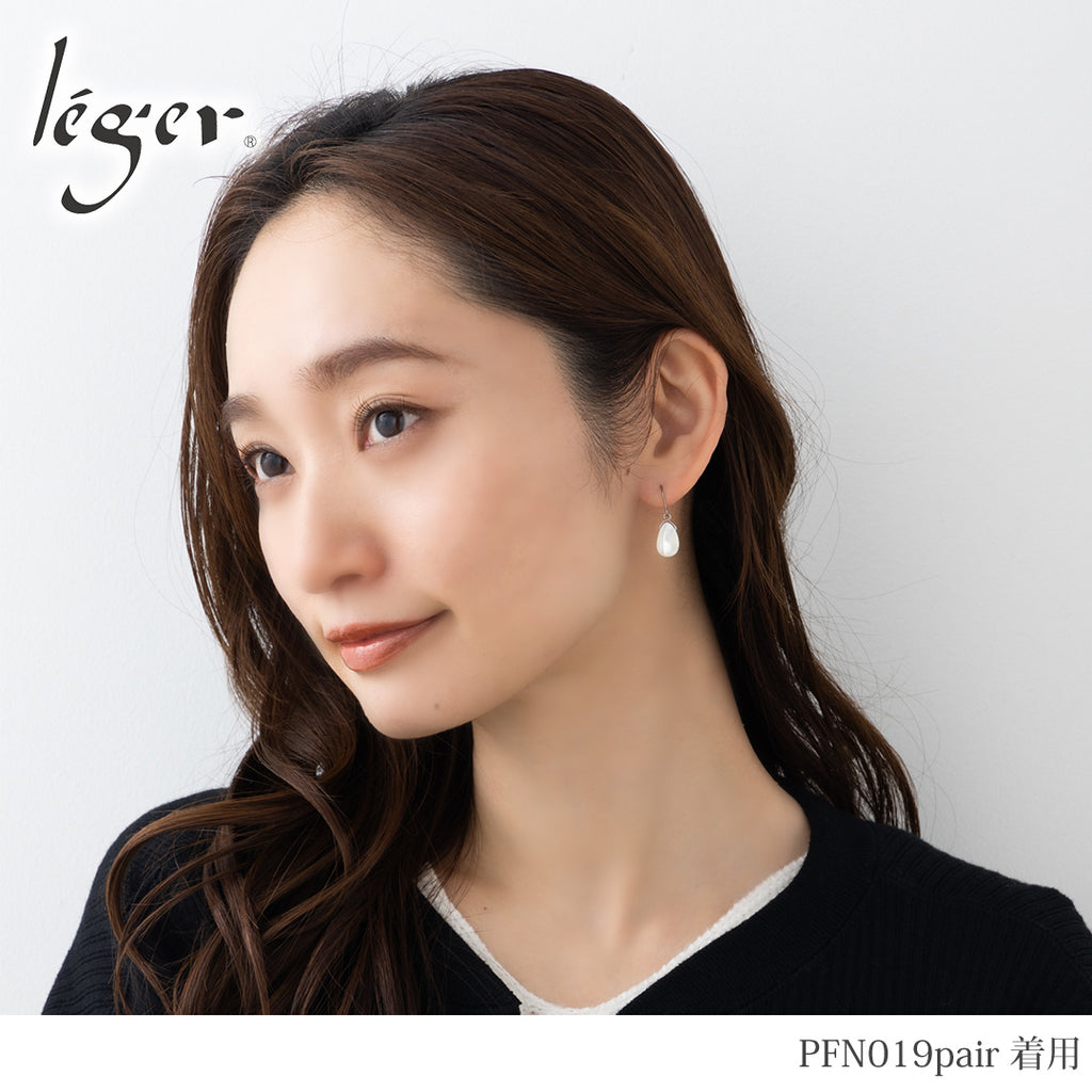 純チタン ピアス シェル ドロップ 11×8mm 両耳 フック PFN019pair