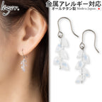 純チタン ピアス レインボームーンストーン つぼみカット 両耳 フック PFN025pair