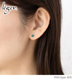 純チタン ピアス グリーンオニキス ポスト ラウンドカット 4mm 両耳 PN012pair