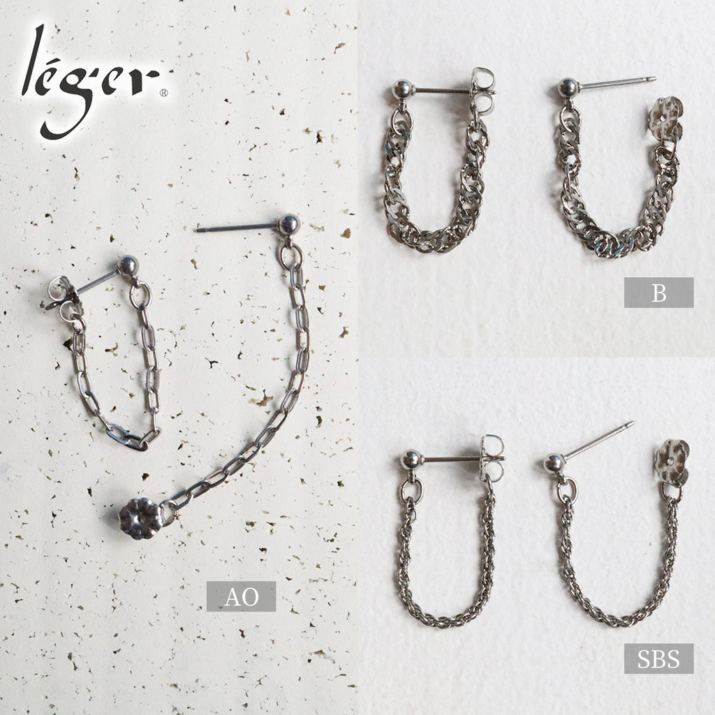 純チタン ピアス ポスト チェーン コネクト キャッチ 両耳 PPC001pair