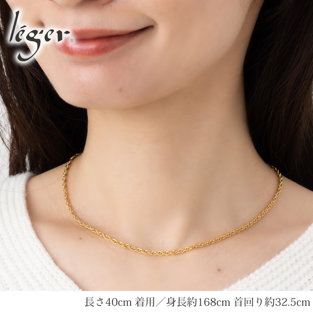 純チタン ネックレス チェーン IPゴールド 40cm スクリュー 2.4mm幅 SB40GLF