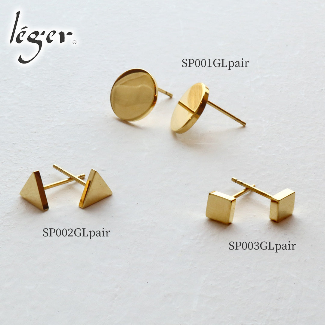 Pure Titanium Stud Earrings - Square IP Gold SP003GLpair