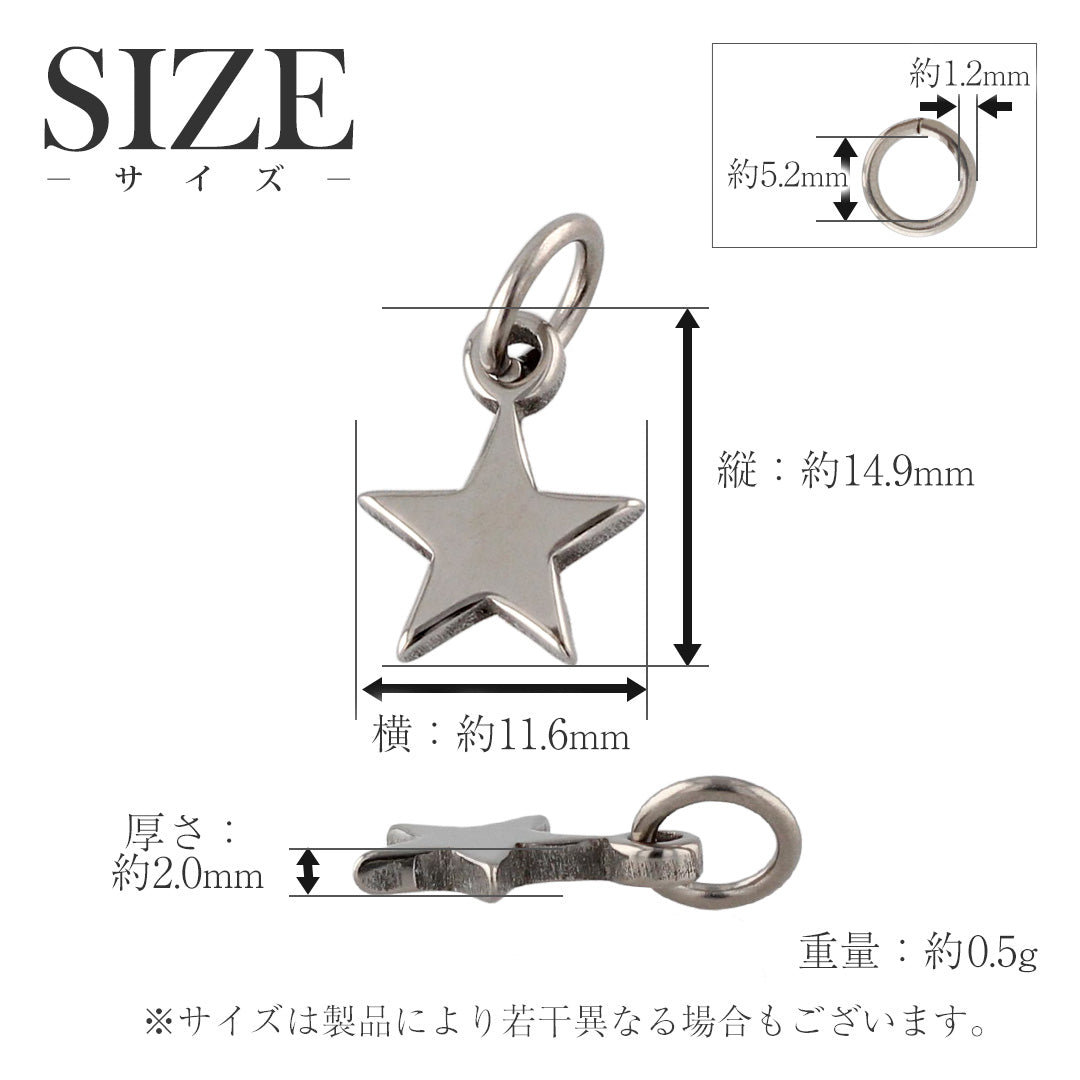 純チタンペンダントトップ スター T23