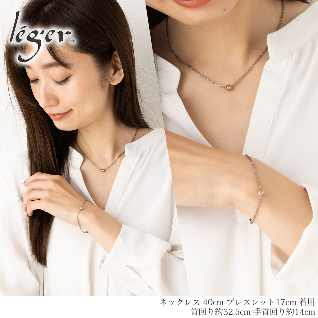 純チタン ネックレス 40cm & ブレスレット 17cm IPゴールド TB01PSA40-17F