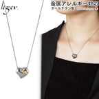 純チタン ネックレス 18金コンビ ハート&リボン TG10SSA40F