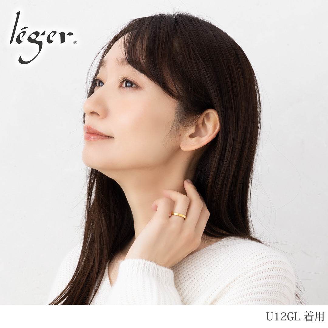 純チタン ペアリング 平打ち 3mm幅 IPゴールド 名入れOK U12GLpair