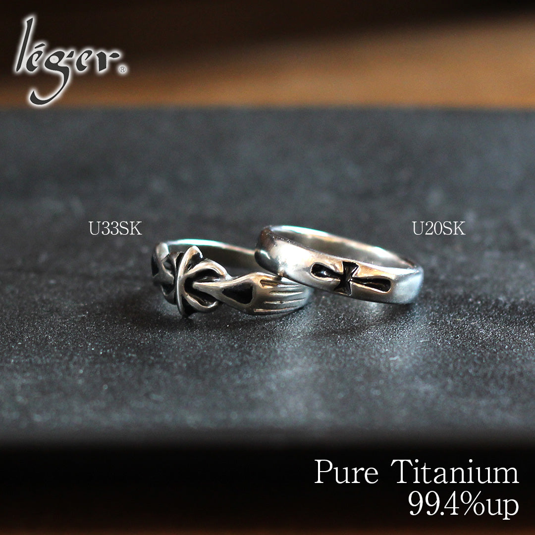☆Exclusive sizes available at official stores☆ Pure Titanium Ring U20SK (Shippo) Black