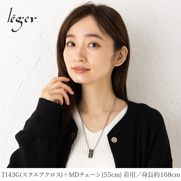 純チタンペアネックレス スクエアクロス 50cm 55cm T143T143Gpair