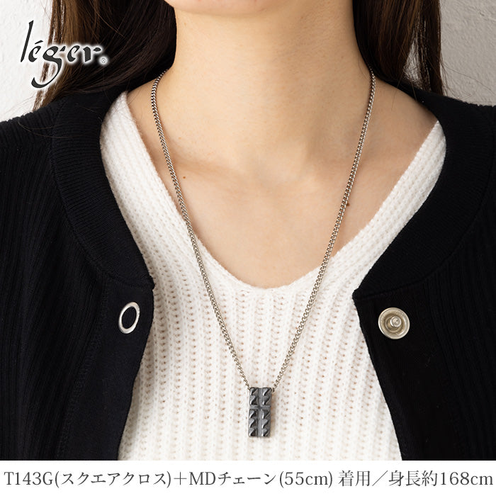 純チタンペアネックレス スクエアクロス 50cm 55cm T143T143Gpair