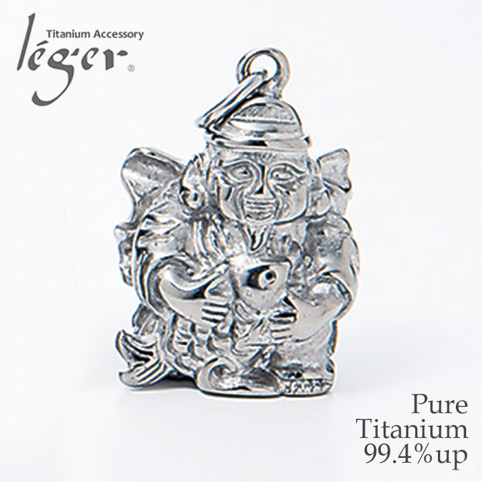 Pure Titanium Pendant Top - Seven Lucky Gods Ebisu T222