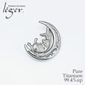 Pure Titanium Brooch & Pendant Top: Moon and Rabbit T261