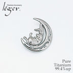 Pure Titanium Brooch & Pendant Top: Moon and Rabbit T261