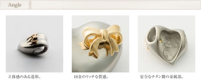 純チタン ネックレス 18金コンビ ハート&リボン TG10SSA40F