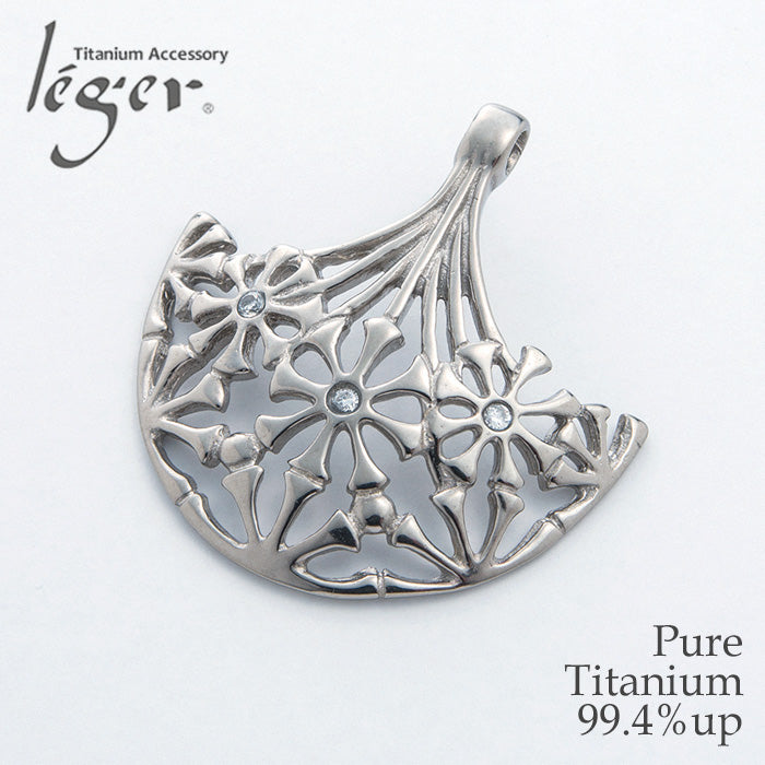 Pure Titanium Zirconia Pendant Top - Fubuki (Fan Shape) TZ218