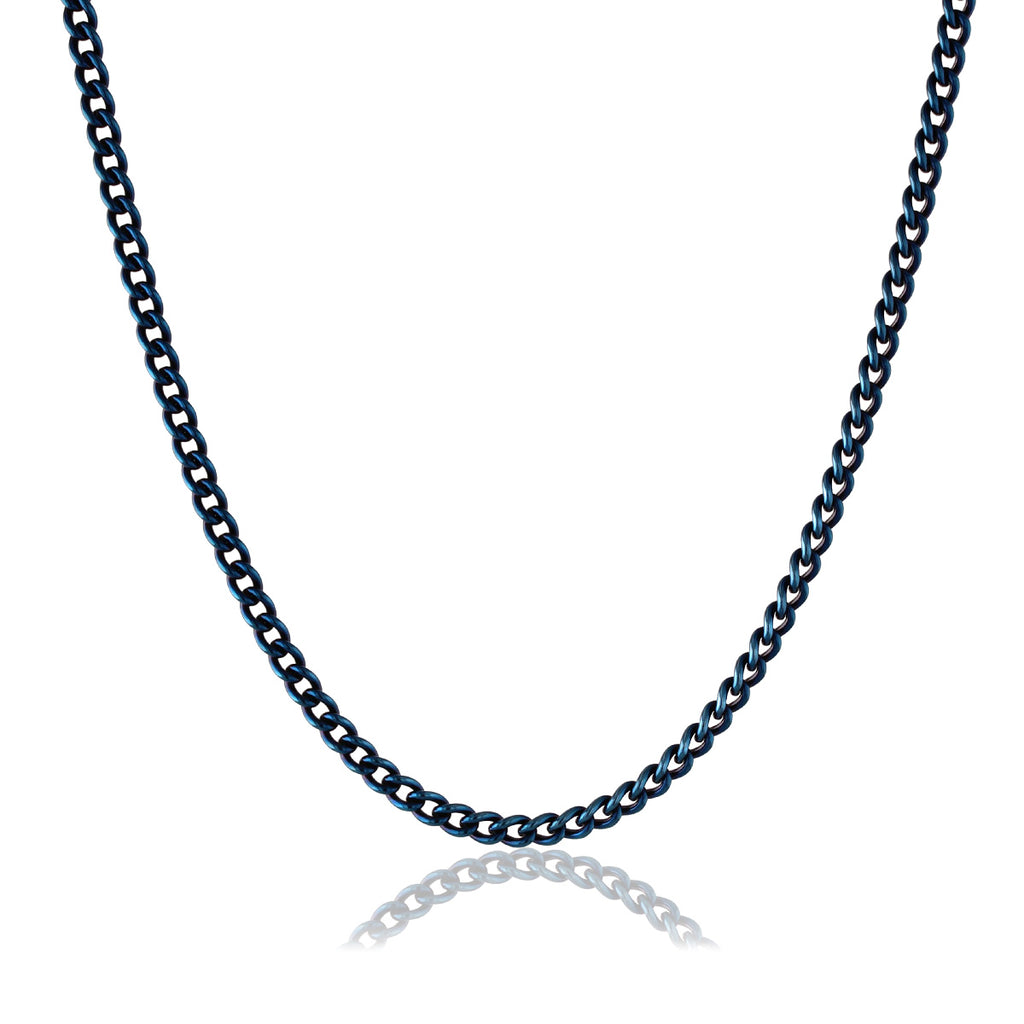 Pure Titanium Necklace Chain IP Blue 70cm Figaro 3.5mm Width D70BF